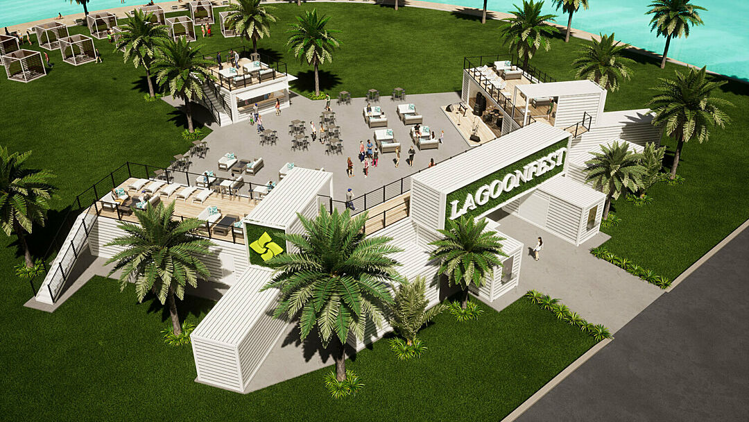 Aerial view of the Lagoonfest concept BoxPop® rendering