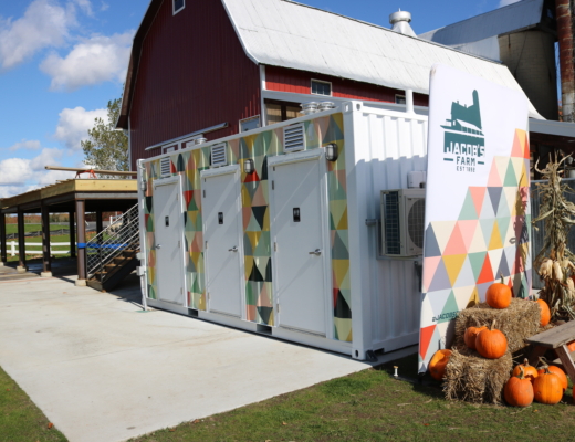 BoxPop mobile restroom unit at Jacob's Corn Maze