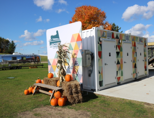 Box Pop Jacobs Corn Maze Mobile Restroom outside