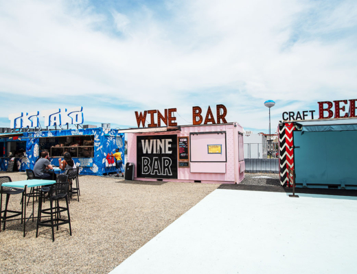 Outside shot of BoxPop shipping containers at Piazza Pod Park